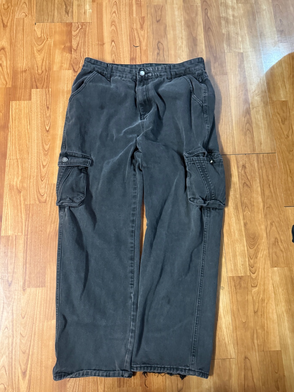 SHEIN Black Washed Cargo Pants with Side Pockets